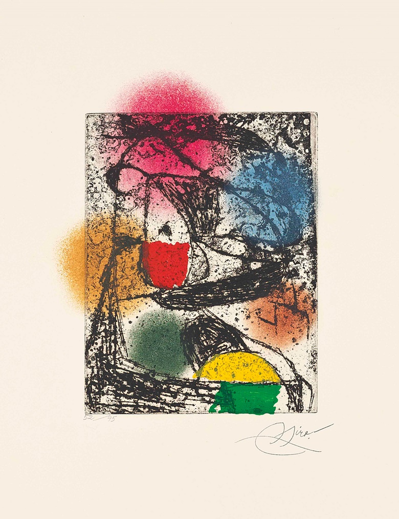Joan Miró (1893-1983), Barb I. Plate 225 x 175 mm., Sheet 660 x 500 mm. Estimate £1,000-1,500. This work is offered in Prints & Multiples on 19 May at Christie’s in London. Twenty four lots in the sale have been donated by Joan Punyet Miró to raise funds for the Red Cross of Catalo­nia, continuing a tradition established by his grandfather Joan Miró in