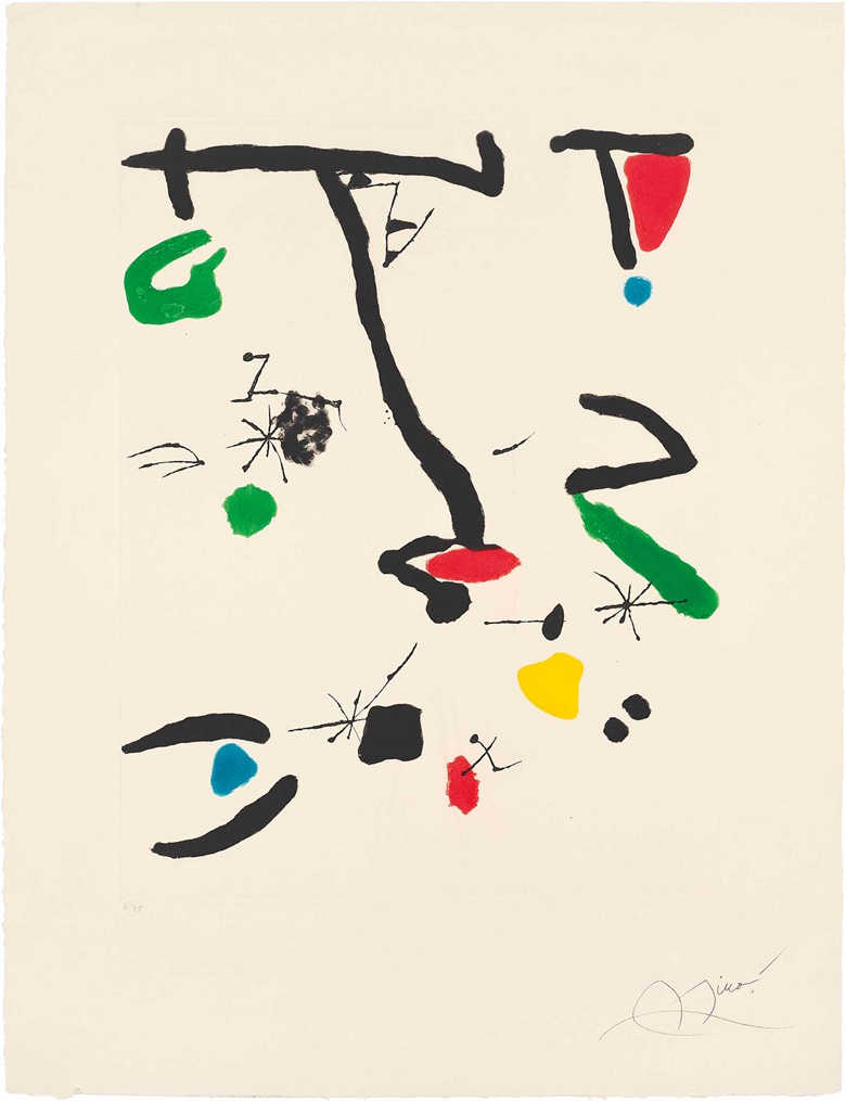 Joan Miró (1893-1983), Son Abrines II. Plate 640 x 500 mm., Sheet 910 x 695 mm. Estimate £1,500-2,500. This work is offered in Prints & Multiples on 19 May at Christie’s in London