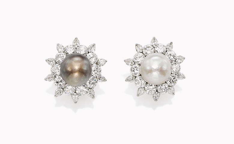 A pair of natural pearl and diamond ear clips, by Bulgari. Estimate CHF22,000–32,000. This piece is offered in Magnificent Jewels on 18 May at Christie’s in Geneva
