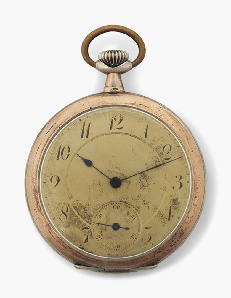 Albert Einstein’s (1879-1955) Swiss silver open-face pocket watch, circa 1900. Sold for £266,500 in the Valuable Books and Manuscripts sale on 13 July 2016 at Christie’s in London, King Street