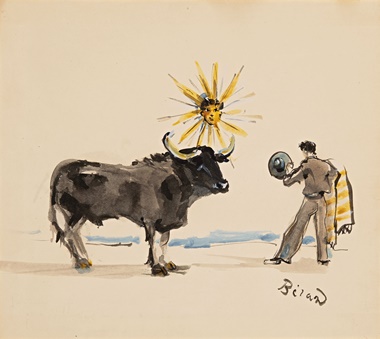 Christian Bérard (1902-1949), Tauromachie. Encre de chine, aquarelle et gouache sur papier, 23 x 25.7 cm (9⅛ x 10⅛ in). Estimate €500-700. This lot is offered in Une Exceptionnelle Collection Européenne Mise en scène par Emilio Terry on 15 September 2016 at Christie’s in Paris