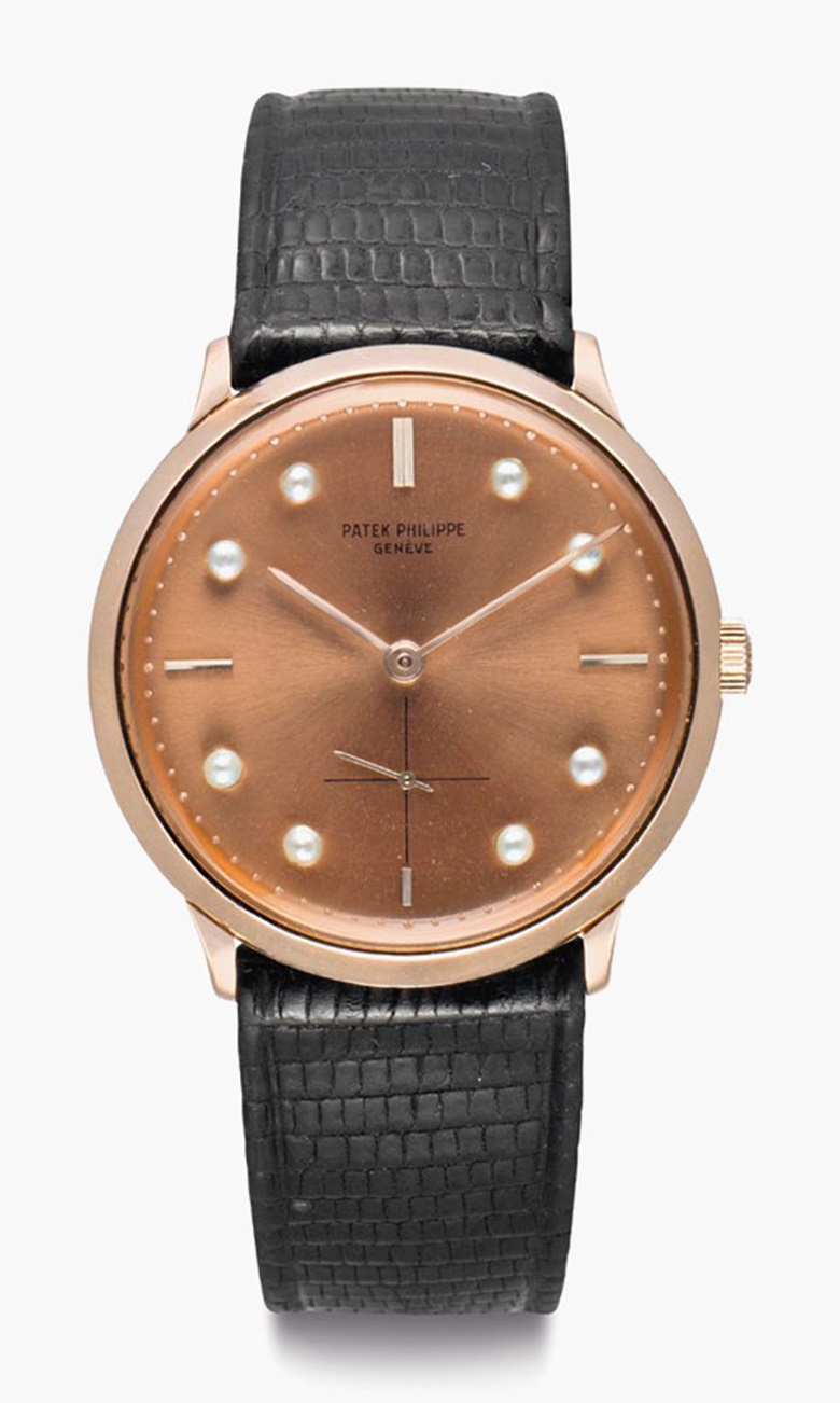 Patek Philippe. An Exceptional and Possibly Unique 18k Pink Gold Wristwatch with Natural Seed Pearl Hour Markers. Sold for $437,000 on 16 December 2015