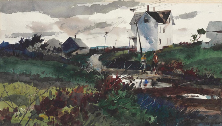 Andrew Wyeth (1917-2009), After the Rain, 1939. Watercolour and pencil on paper. 17 x 29 ¾ in (43.2 x 75.6 cm). Estimate $80,000-120,000. This work is offered in American Art Online, 16-22 September. © 2016 Andrew Wyeth  Artists Rights Society (ARS), New York