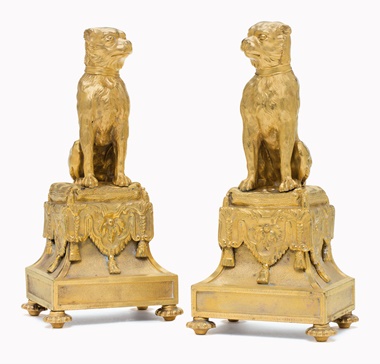 Kirill selects  A pair of French ormolu chenets. In the Regence style, 19th century. 13¾ in (35 cm) high, 5¾ in (14.6 cm) wide. This lot was offered in Opulence on 10 October 2016 at Christie’s in New York and sold for $1,250