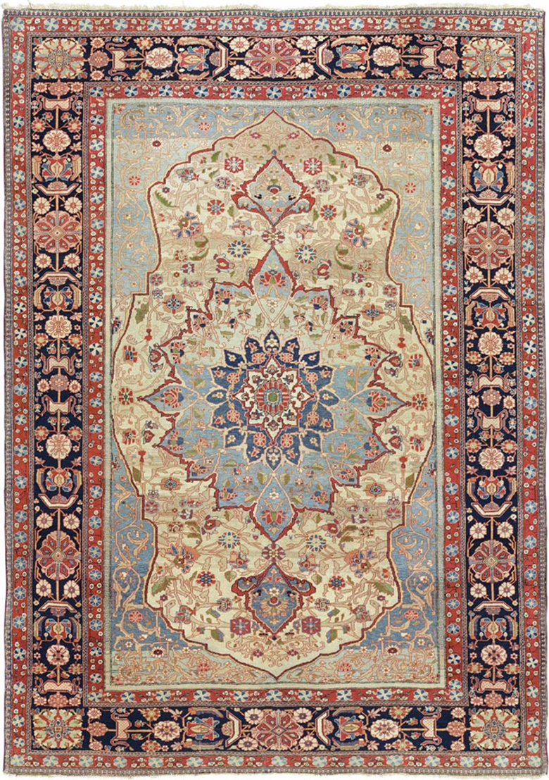 Un tappeto Kashan Mohtasham. Persia centrale, c. 1890. 6 piedi 6 pollici x 4 piedi 7 pollici (197 cm x 140 cm). Questo lotto è stato offerto in tappeti e tappeti orientali il 18 ottobre 2016 presso Christie's a Londra, King Street