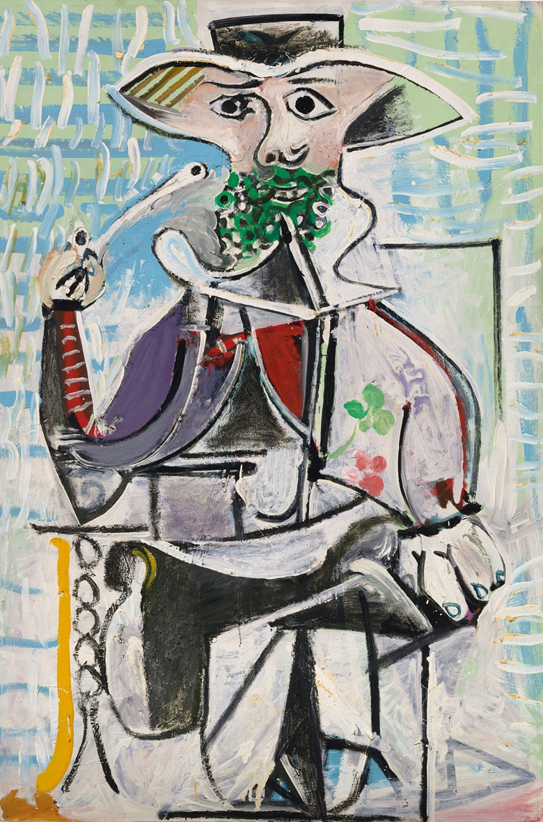 Pablo Picasso (1881-1973), Homme à la Pipe, painted on 8 May 1969. Oil on canvas, 76¾ x 51⅛ in (195 x 129.8 cm). Estimate $15,000,000-20,000,000. This lot is offered in Impressionist & Modern Art Evening Sale on 16 November 2016 at Christie’s in New York, Rockefeller Plaza