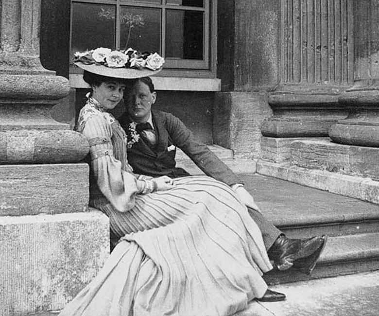 Consuelo and Winston Churchill sitting together at Blenheim Palace