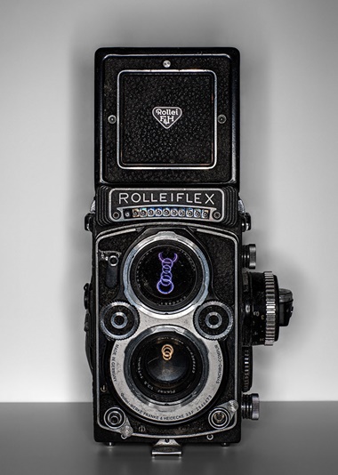 Bert Stern’s (1929-2013) Rolleiflex camera. Stern’s images of Marilyn Monroe, Marlon Brando and the Pyramids of Giza made him famous. In 1987, after spending a summer together cataloguing thousands of his photographs, Stern gave the camera to his son Bret. Photography Henry Leutwyler