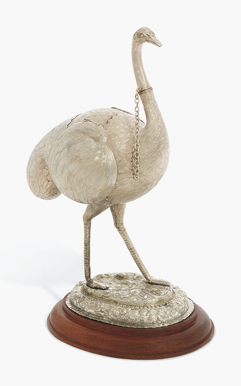 A continental silver-mounted model of an ostrich, circa 1880. 16¼ in (41.3 cm) high. Estimate £3,000-£5,000. This lot is offered in A Surreal Legacy Selected Works of Art from the Edward James Foundation on 15 December 2016 at Christie’s in London, King Street