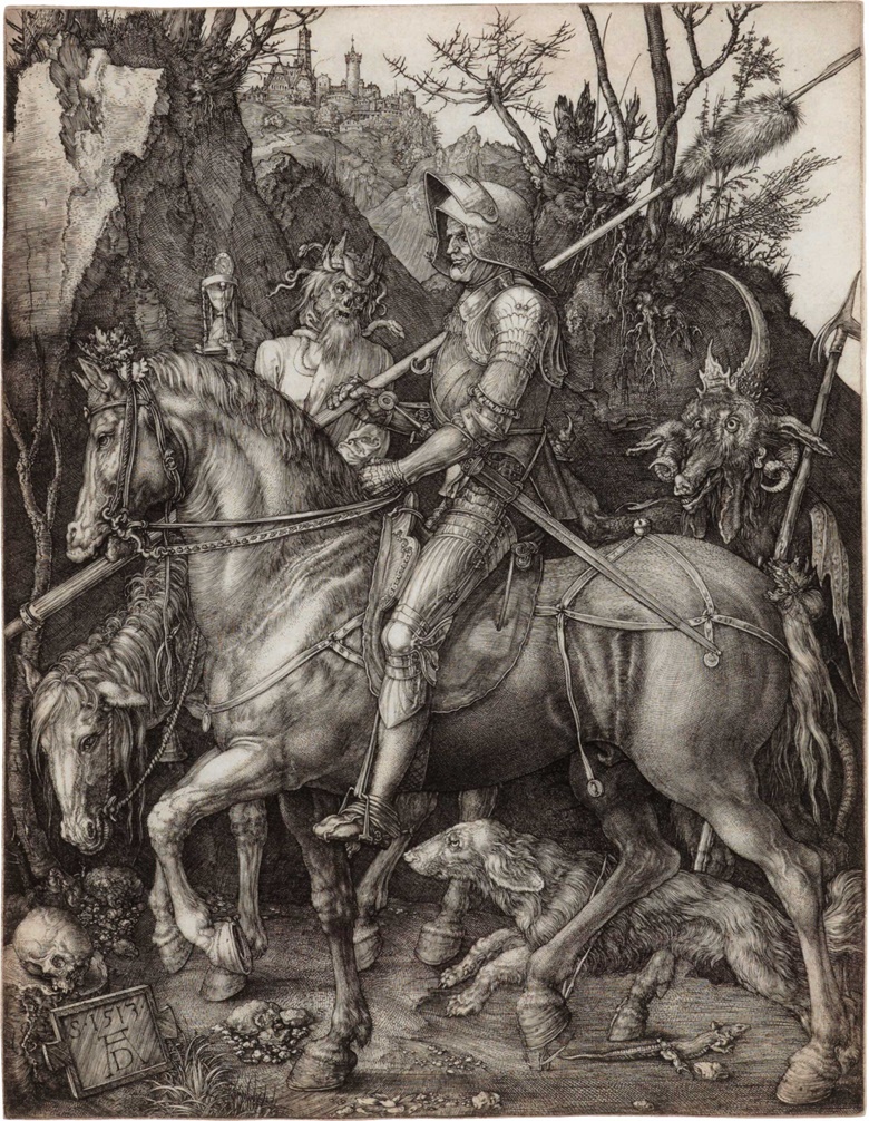 Albrecht Dürer, Knight, Death and the Devil, 1513. Engraving on laid paper. Sold for $187,500 on 25 January 2017 at Christie’s in New York