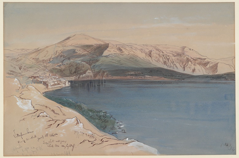 Edward Lear (Holloway 1812–1888 Sanremo, Italy), Study of Villefranche-sur-Mer. Courtesy Courtauld Gallery