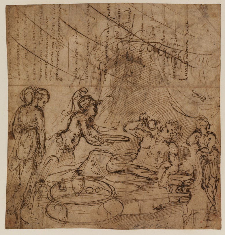 Studio of Raphael (Urbino 1483-1520 Rome; formerly attributed to Perino del Vaga), Alexander the Great Drinking his Medicine, c. 1520s. Courtesy Courtauld Gallery
