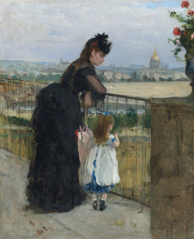 Berthe Morisot (1841-1895), Femme et Enfant au Balcon, 1872. Oil on canvas. 24 x 19 34 in (61 x 50 cm). Estimate £1,500,000-2,000,000.  This work is offered in the Impressionist & Modern Art Evening Sale on 28 February at Christie’s London