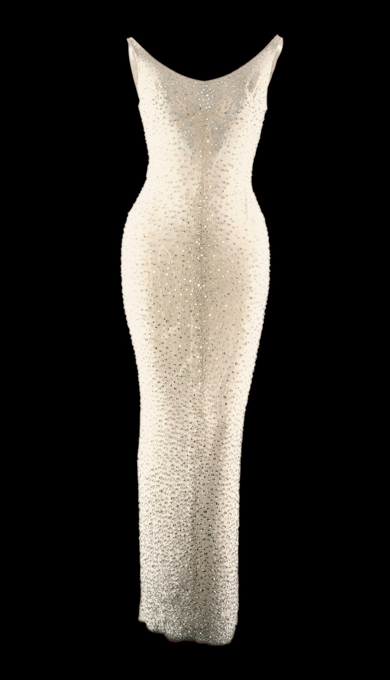 Jean Louis (1907-1997), ‘Happy Birthday Mr President’ dress, 1962. Nude silk and rhinestones floor-length gown. Sold for $1,267,500 on 27 October 1999 at Christie’s in New York