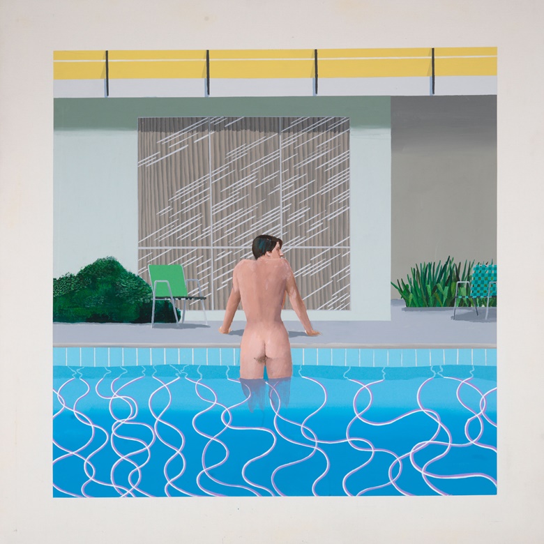 David Hockney, Peter Getting Out of Nick’s Pool, 1966. National Museums Liverpool, Walker Art Gallery. Artwork © David Hockney