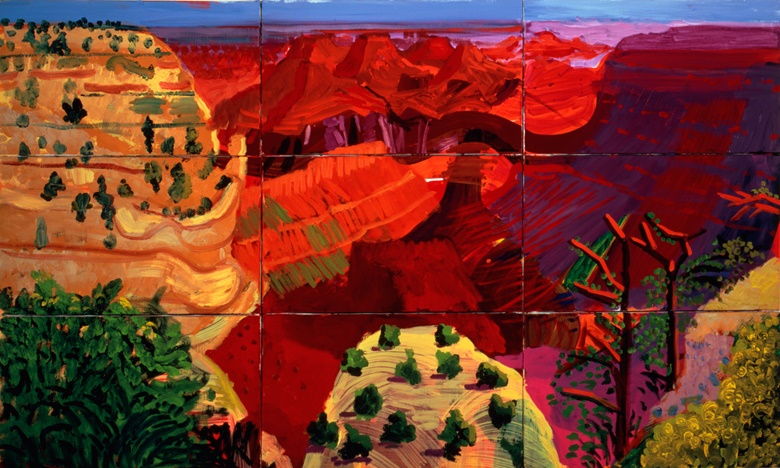 David Hockney, 9 Canvas Study of the Grand Canyon, 1998. Richard and Carolyn Dewey. Artwork © David Hockney