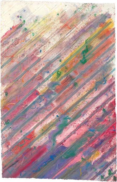 Kenneth Noland (1924­–2010), Rains, 1985. Monotype in colours with hand-colouring on handmade paper. Sheet 81½ x 52½ in (207 x 133.3 cm). This work is unique. Estimate $8,000­–12,000. This work is offered in on paper  online, 23 February–7 March