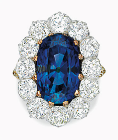 A sapphire and diamond ring. 10.27 carats, Sri Lanka. Sold for $50,000 on 18 September 2016 at Christie’s in New York     