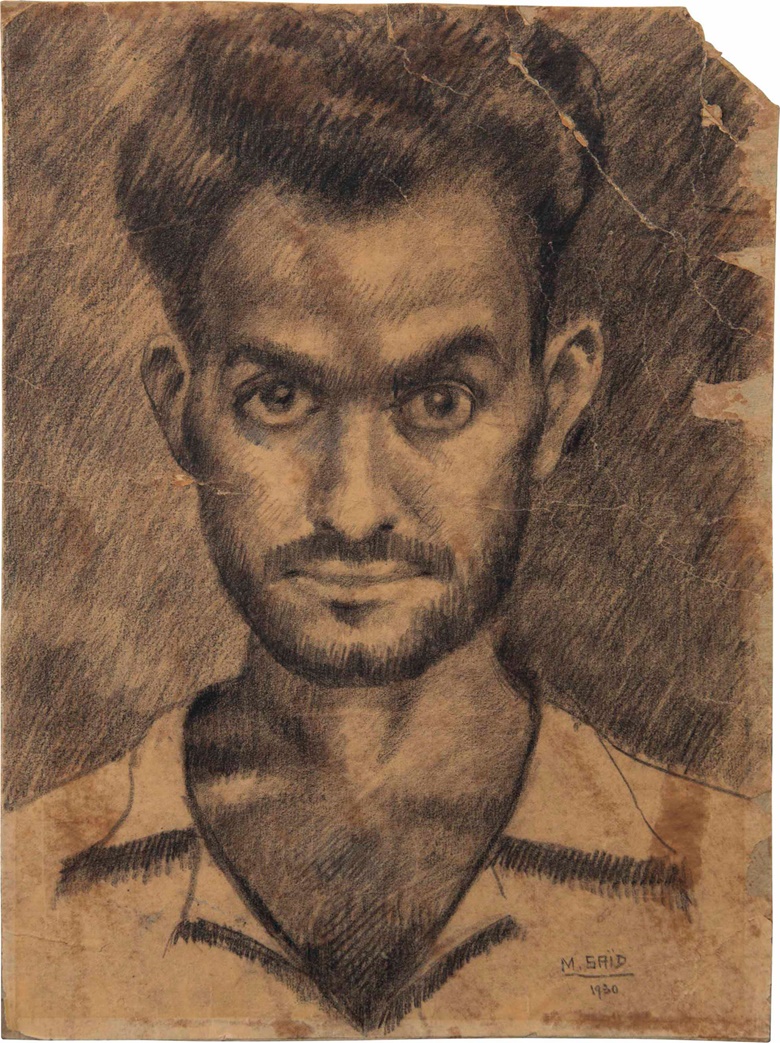 Mahmoud Saïd (Egyptian, 1897-1964), Introspection, 1930. Charcoal on paper laid down on card, 10⅝ x 8in (27 x 20.3cm). Sold for $125,000 on 18 March 2017 at Christie’s in Jumeirah Emirates Towers Hotel