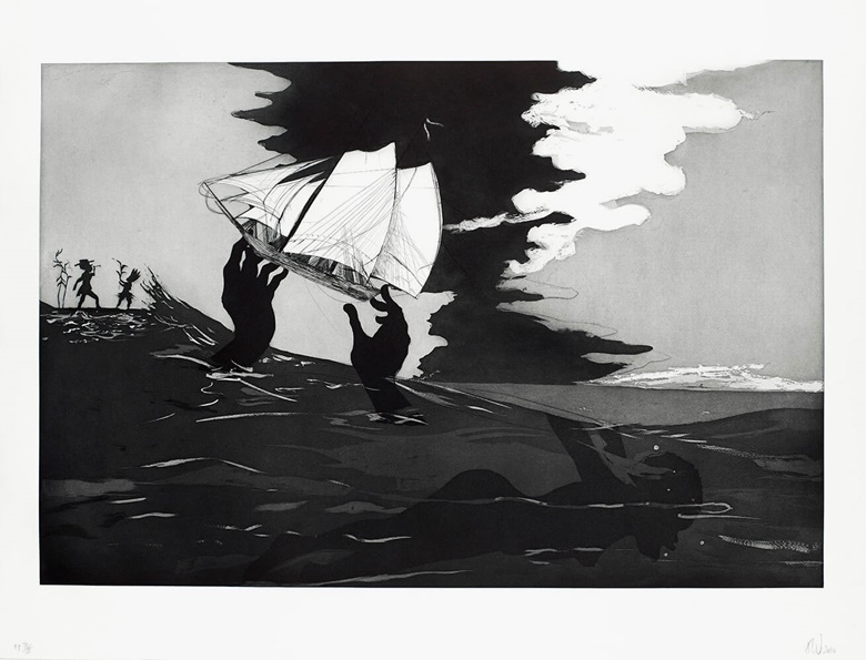 Kara Walker (b. 1969), no world, from An Unpeopled Land in Unchartered Waters, 2010. Aquatint. © Kara Walker. Reporduced by permission of the artist