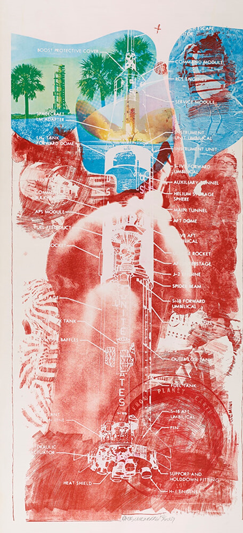 Robert Rauschenberg (1925-2008), Sky Garden from 'Stoned Moon', 1969. Colour lithograph and screenprint. © Robert Rauschenberg FoundationDACSVAGA, New York