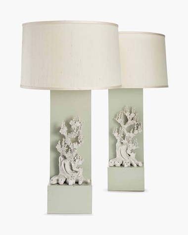 A pair of white-glazed and pale celadon-lacquered table lamps. By William Haines, c. 1960. 35 in (89 cm) high, overall. Estimate $8,000-12,000. This lot is offered in Betsy Bloomingdale A Life in Style on 5 April 2017 at Christie’s in New York