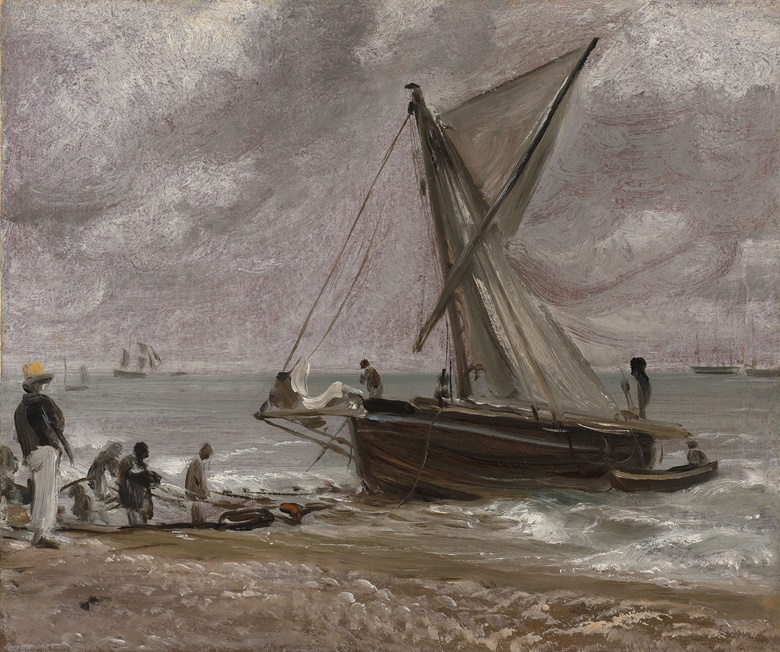 John Constable, R.A. (East Bergholt, Suffolk 1776-1837 Hampstead), Beaching a Boat, Brighton. Oil on paper, laid down on canvas. 10¼ x 12 in (26.1 x 30.4 cm). Sold for £665,000 on 8 December 2016 at Christie’s in London