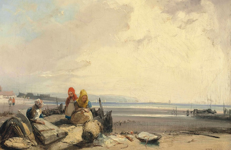 Richard Parkes Bonington (Arnold 1802-28 London), On the Côte d’Opale, Picardy. Oil on canvas, unlined. 9½ x 13 in (24.2 x 33.1 cm). Sold for £1,370,500 on 30 June 2016 at Christie’s in London