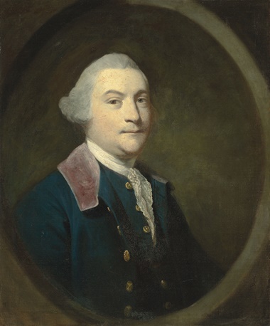 Sir Joshua Reynolds, P.R.A. (Plympton 1723-92 London), Portrait of Montagu Edmund Parker (1737-1813), bust-length, in a blue frock coat and red velvet collar with gold buttons, in a feigned oval. Oil on canvas 30¼ x 25¼ in (76.8 x 64.1 cm). Sold for £16,250 on 28 April 2016 at Christie’s in London