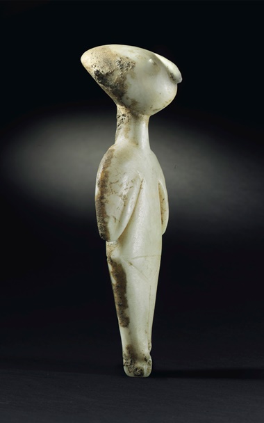 An anatolian marble female idol of Kiliya type. Chalcolithic period, c. 3000-2200 BC. 9 in (22.9 cm) high. Estimate Estimate on request. This lot is offered in Exceptional Sale on 28 April 2017, at Christie’s in New York
