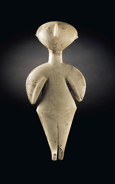 An anatolian marble female idol of Kiliya type. Chalcolithic period, c. 3000-2200 BC. 9 in (22.9 cm) high. Estimate Estimate on request. This lot is offered in Exceptional Sale on 28 April 2017, at Christie’s in New York
