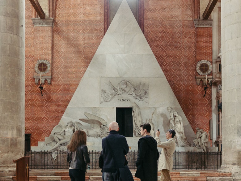 The memorial to Canova, built to the sculptor’s designs for an unrealised monument to Titian, at Santa Maria Gloriosa dei Frari. Photo Mattia Balsamini