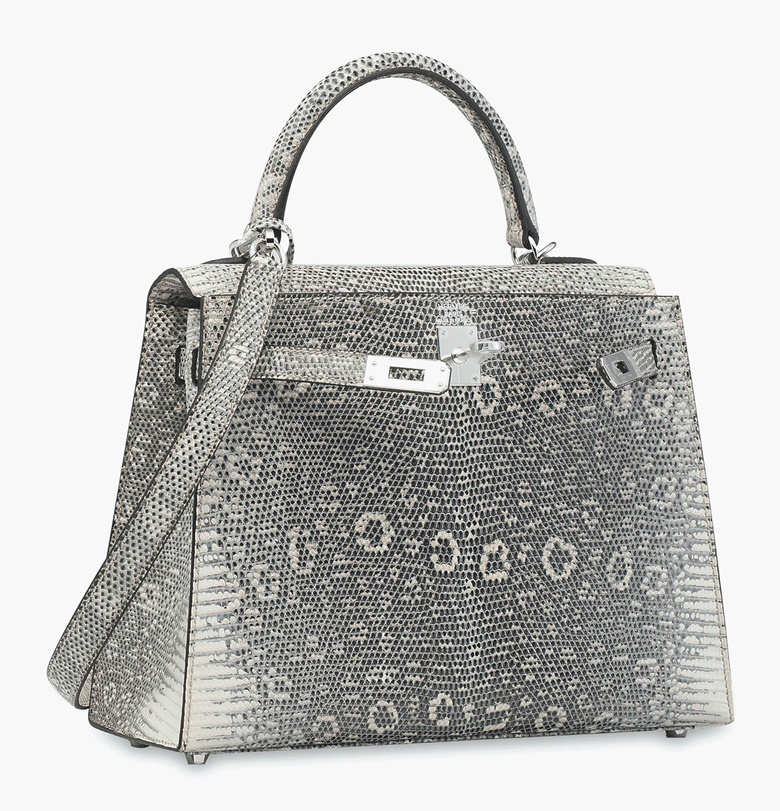 A rare, shiny Ombré Salvator Lizard Sellier Kelly 25 with palladium hardware, Hermès 2011. Estimate HK$150,000-200,000  $20,000-26,000. This lot is offered in Handbags & Accessories  on 31 May 2017 at Christie’s in Hong Kong