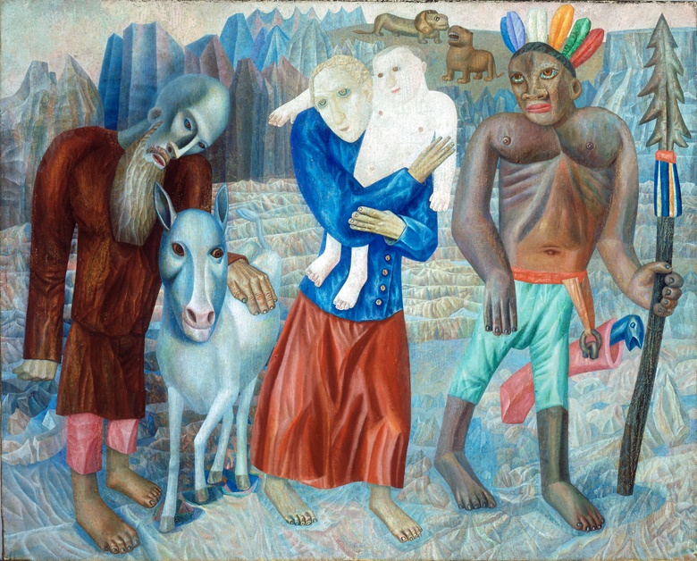 Pavel Nikolaevich Filonov, The Flight into Egypt (The Refugees), 1918. Oil on canvas. Stretcher 28⅛ x 35⅛ in.; 71.4 x 89.2 cm. Mead Art Museum at Amherst College; Gift of Thomas P. Whitney (Class of 1937)