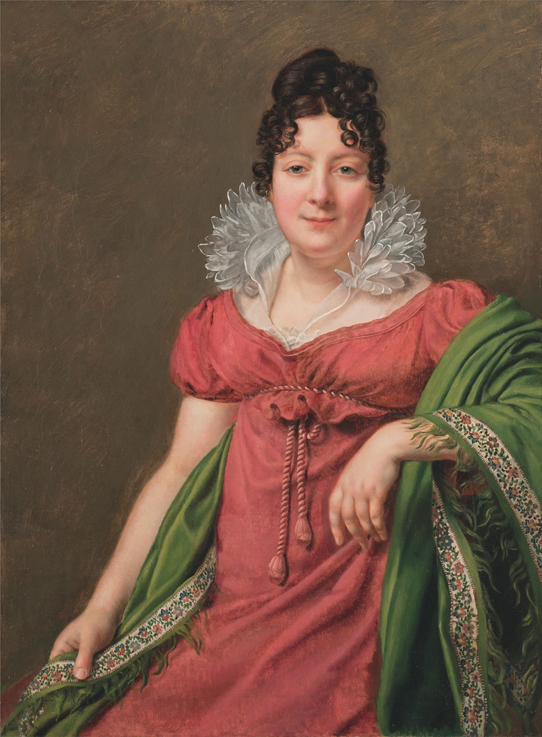 Henri-François Riesener (1767-1828), Portrait of Marie Thérèse Étiennette Bourgoin, sociétaire de la Comédie Française. Oil on canvas. 37⅝ x 28 in (95.5 x 71 cm). The work will be included in the catalogue raisonné of the artist in preparation by Philippe Nusbaumer and Alexis Bordes. Estimate £7,000-10,000. This lot is offered in