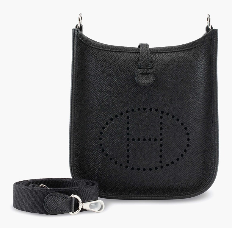 A black epsom leather Evelyne TPM with palladium hardware, Hermès, 2016. Estimate $1,000-1,500. This lot is offered in the Handbags & Accessories Online sale, 13-22 June