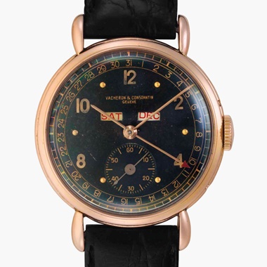Vacheron Constantin. A fine and rare 18k Pink Gold Triple Calendar Wristwatch with Black Dial. Signed Vacheron Constantin, Genève, Ref. 4241, Movement No. 429905, Case No. 288427, Manufactured in 1945. This lot was offered in Rare Watches and American Icons on 21 June 2017 at Christie’s in New York and sold for $20,000
