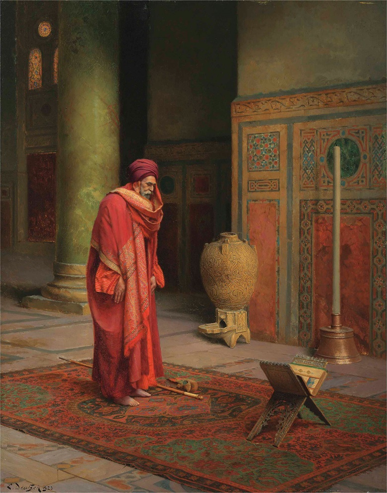 Ludwig Deutsch (1855-1935), At Prayer, 1923. Oil on panel. 22 x 17⅜ in (55.9 x 44.1 cm). Sold for £605,000 on 13 July 2017 at Christie’s in London
