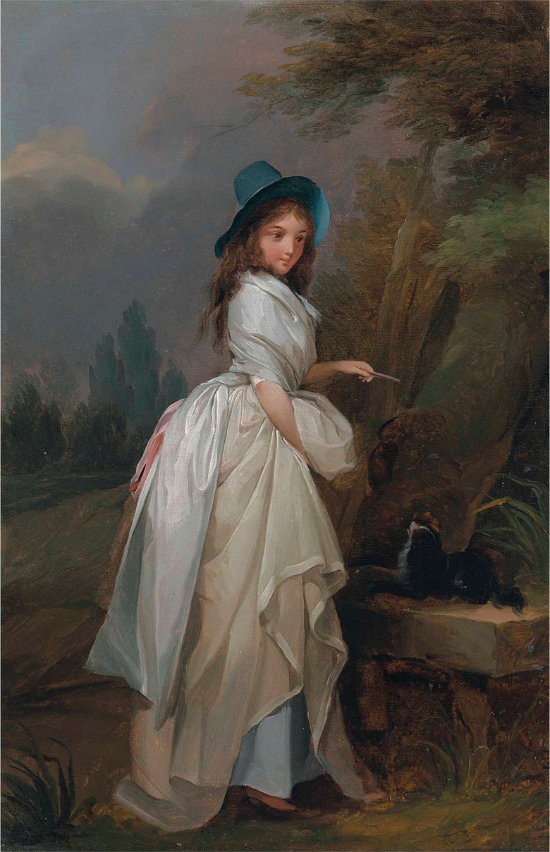 Louis-Léopold Boilly (La Bassée, near Lille 1761-1845 Paris), LAmusement de la campagne. Oil on paper laid down on panel, 12 x 8¼ in (30.3 x 21 cm). Estimate £40,000-60,000. This lot is offered in The Collection of Raine, Countess Spencer  on 13 July 2017 at Christie’s in London, King Street