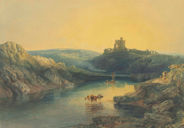 Joseph Mallord William Turner, R.A. (1775-1851), Norham Castle Sunrise. Pencil and watercolour heightened with gum arabic and with scratching out. 20⅜ x 29¼ in (51.7 x 74.4 cm). Sold for £581,000 on 5 July 2017 at Christie’s in London