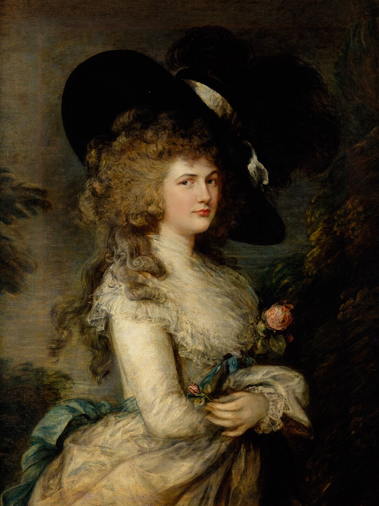 Thomas Gainsborough (1727-1788), Georgiana, Duchess of Devonshire, circa 1787. Oil on canvas. 123 x 96.5 cm (59½ x 45 in). Sold for 10,100 guineas on 6 May 1876 at Christie’s in London. © Devonshire Collection, ChatsworthReproduced by permission of Chatsworth Settlement TrusteesBridgeman Images