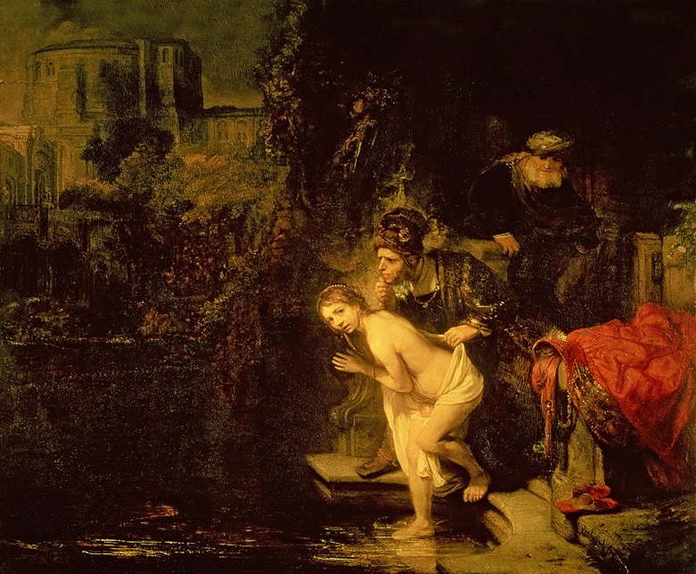 Rembrandt van Rijn (1606-1669), Susanna and the Elders, 1647. Oil on panel. 76.5 x 92.5 cm (30 x 36½ in). Sold for 156 guineas on 13-17 March 1795 at Christies London. © Gemaldegalerie, Staatliche Museen zu Berlin, GermanyBridgeman Images 