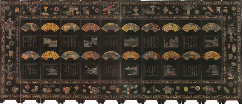 Instead of the usual celebratory inscriptions, the reverse is decorated with panels that reference famous Ming-dynasty artists