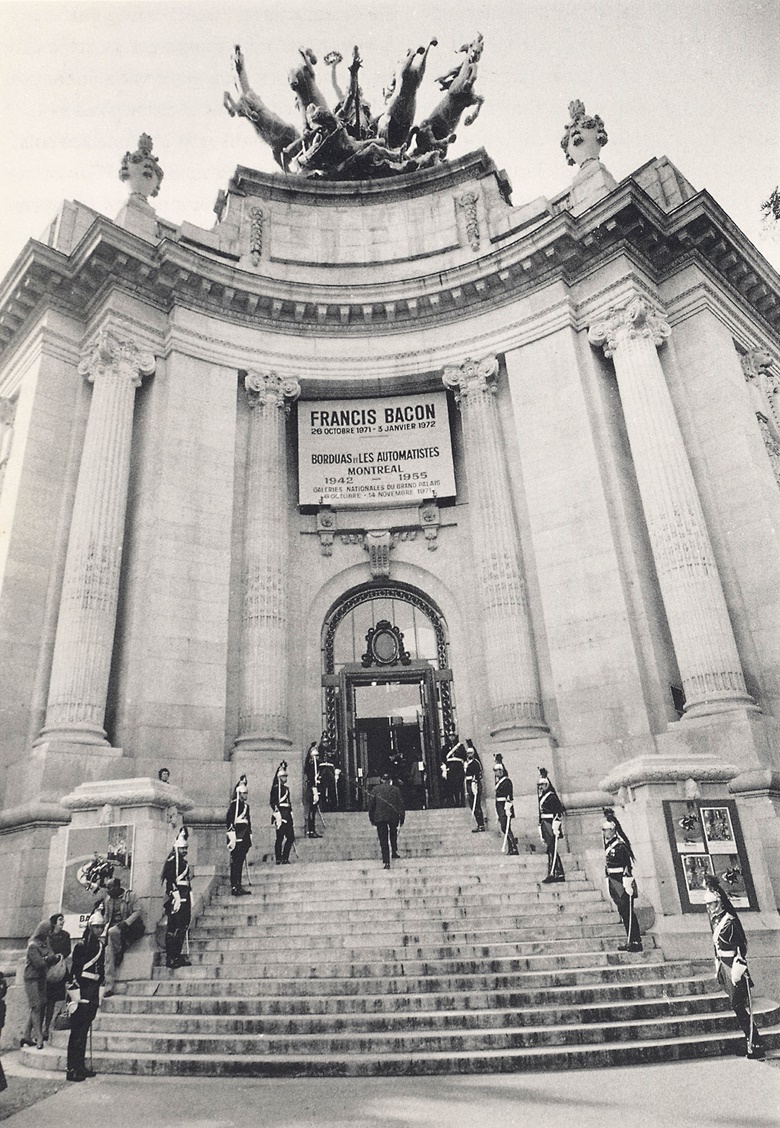 The Republican Guard on the steps to the Grand Palais at the opening of the exhibition, Francis Bacon, in Paris, 26 October 1971. Photo André Morain