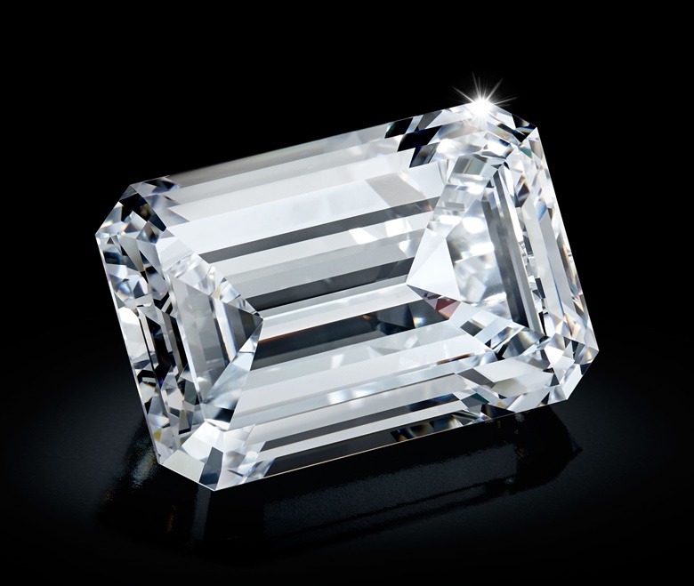 The 163.41 carat emerald-cut gem that was extracted from the rough diamond following months of detailed analysis