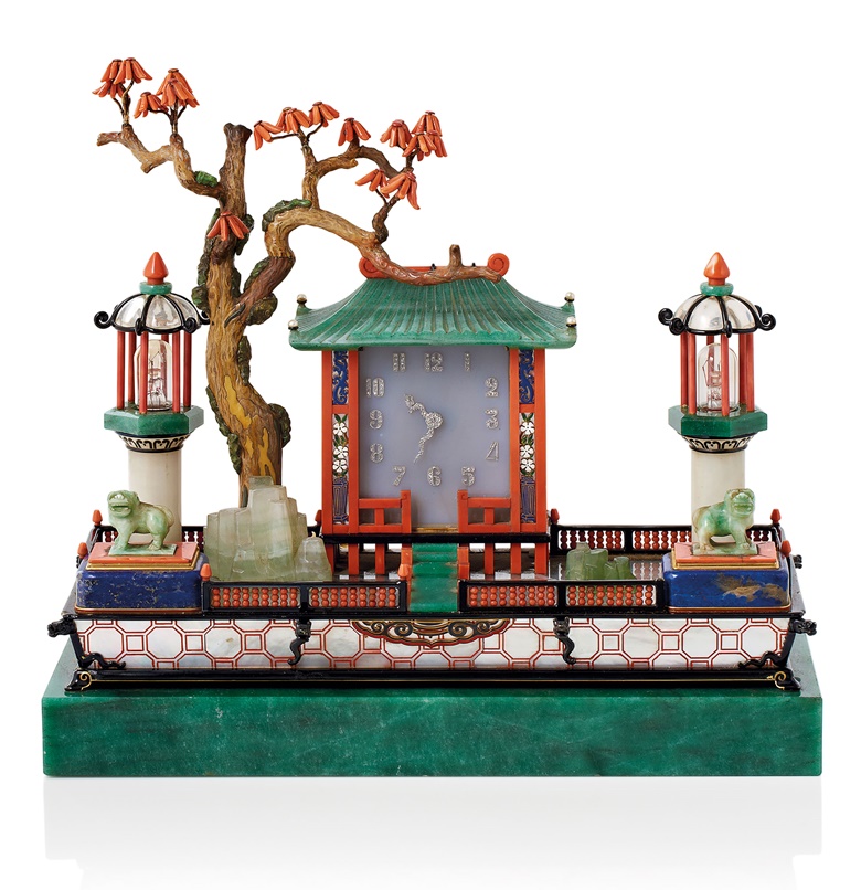 An Art Deco ‘Jardin Japonais’ desk set by Cartier, circa 1926. Sold for €1,118,500 on 7 March 2017 at Christie’s in Paris