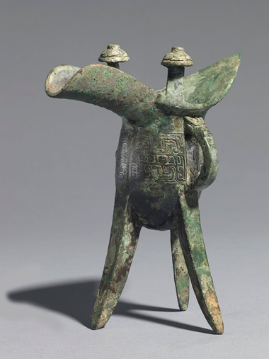 A bronze ritual wine vessel, jue, Shang dynasty (1600-1100 BC). 8⅜  in (21.3  cm) high. Estimate £10,000-20,000. This lot is offered in Fine Chinese Ceramics & Works of Art on 7 November 2017  at Christie’s in London