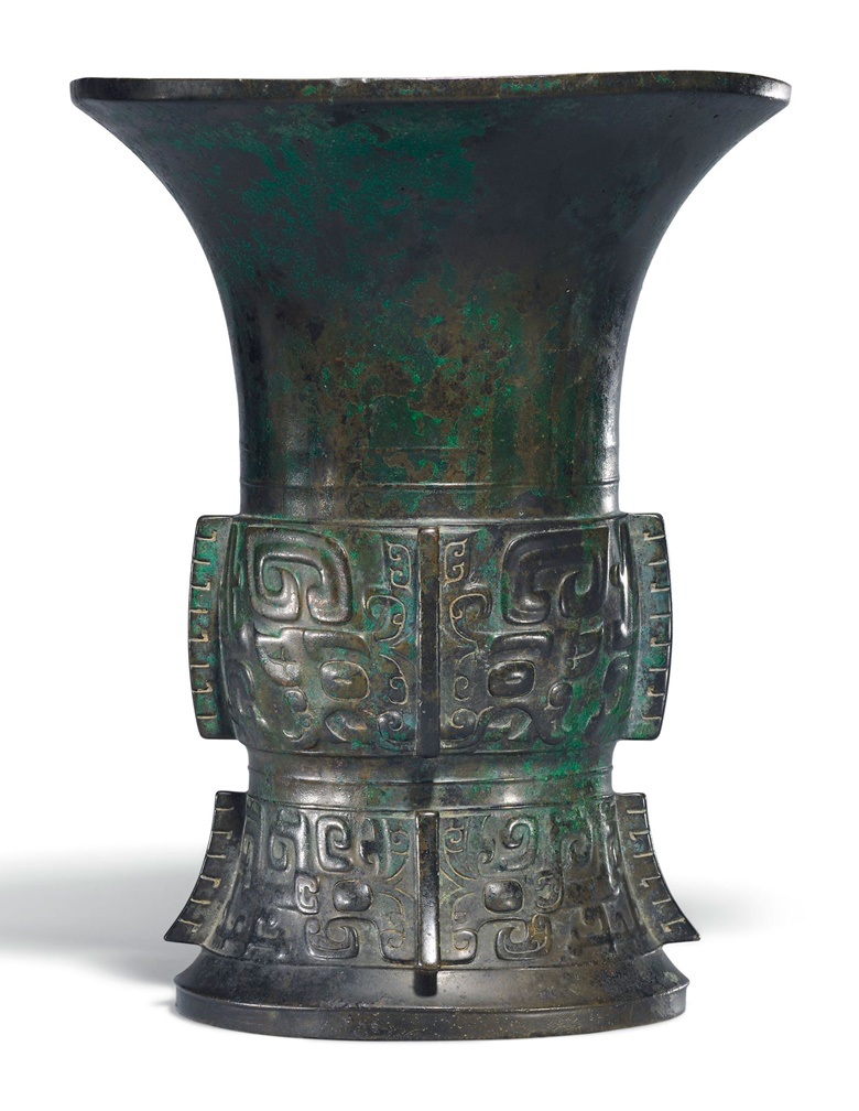 A bronze ritual wine vessel, zun, Early Western Zhou dynasty (12th century BC). 10¾ in (27.4 cm) high. Estimate £30,000-50,000. This lot is offered in Fine Chinese Ceramics & Works of Art on 7 November 2017  at Christie’s in London