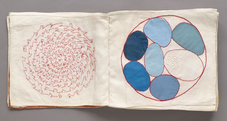 Louise Bourgeois (1911–2010). No. 4 of 34 from the fabric illustrated book Ode à l’Oubli, 2002. Page (approx.) 10¾ × 12 116 in (27.3 × 30.7 cm). The Museum of Modern Art, New York. Gift of the artist. © 2017 The Easton FoundationLicensed by VAGA, NY.