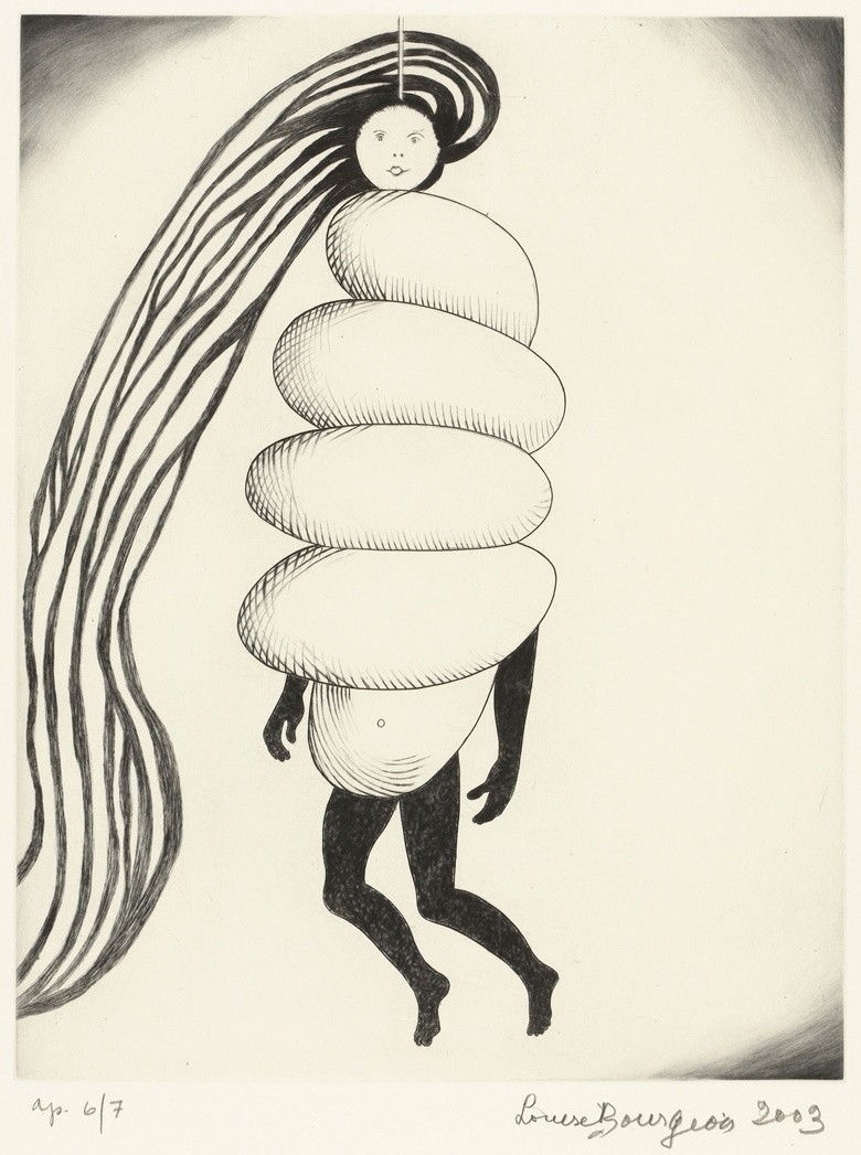 Louise Bourgeois (1911–2010), Spiral Woman, 2003. Drypoint and engraving. Sheet 17 x 15 in (43.2 x 38.1 cm). The Museum of Modern Art, New York. Gift of the artist. © 2017 The Easton FoundationLicensed by VAGA, NY.